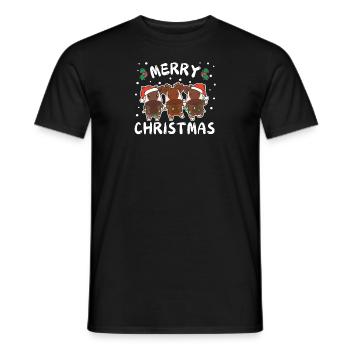 Merry Christmas süßes Okapi Weihnachtliches Okapis - Männer T-Shirt - Schwarz - Vorne - AI Model Male 178 light (178cm)