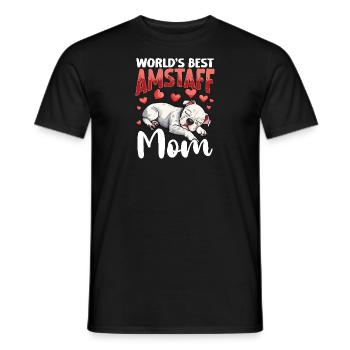 American Staffordshire Terrier White Am staff Mom - Männer T-Shirt - Schwarz - Vorne - AI Model Male 178 light (178cm)