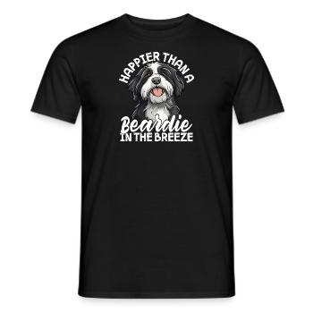Bearded Collie Dog Happy Beardie in the Breeze - Männer T-Shirt - Schwarz - Vorne - AI Model Male 178 light (178cm)