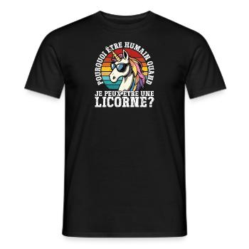 Pourquoi être humain quand je peux être une - T-shirt homme - noir - Devant - AI Model Male 178 light (178cm)