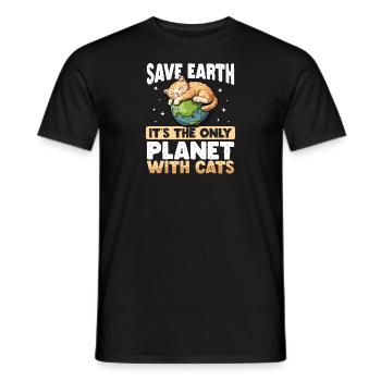 Ist der einzige Planet mit Katzen Earth Day - Männer T-Shirt - Schwarz - Vorne - AI Model Male 178 light (178cm)