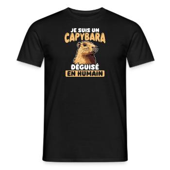 Ich bin ein als Mensch verkleideter Capybara - Männer T-Shirt - Schwarz - Vorne - AI Model Male 178 light (178cm)
