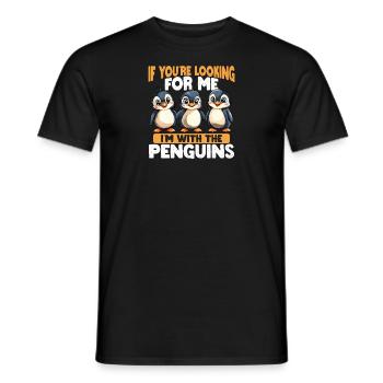 Si vous me cherchez, je suis avec les pingouins - T-shirt homme - noir - Devant - AI Model Male 178 light (178cm)
