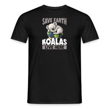 Save the Earth Koalas live here Earth Day - Men's T-Shirt - black - Front - AI Model Male 178 light (178cm)