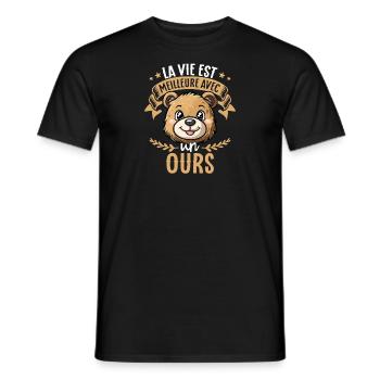 La vie est meilleure avec un ours - süßer Bär - Männer T-Shirt - Schwarz - Vorne - AI Model Male 178 light (178cm)