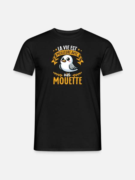 La vie est meilleure avec un mouette - süße Möwe - Männer T-Shirt - Schwarz