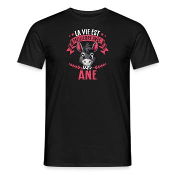 La vie est meilleure avec un ane - süße Esel - Männer T-Shirt - Schwarz - Vorne - AI Model Male 178 light (178cm)