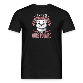 La vie est meilleure avec un ours polaire - süßer - Männer T-Shirt - Schwarz - Vorne - AI Model Male 178 light (178cm)