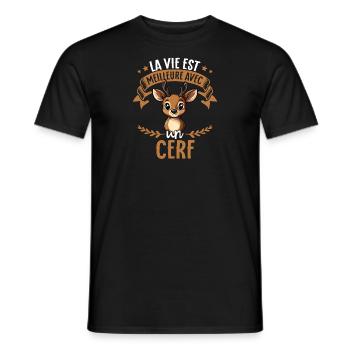 La vie est meilleure avec un cerf - sweet deer - Men's T-Shirt - black - Front - AI Model Male 178 light (178cm)
