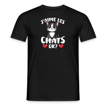 I like cats, ok? Cute Cat - Men's T-Shirt - black - Front - AI Model Male 178 light (178cm)
