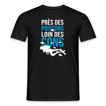 Plongée près des poissons humour message plongeur - T-shirt homme - noir - Devant - AI Model Male 178 light (178cm)