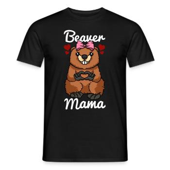 Beaver Mama Herz Biber Liebe Bibermama - Männer T-Shirt - Schwarz - Vorne - AI Model Male 178 light (178cm)