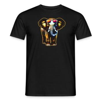 Cool elephant with sunglasses - Men's T-Shirt - black - Front - AI Model Male 178 light (178cm)