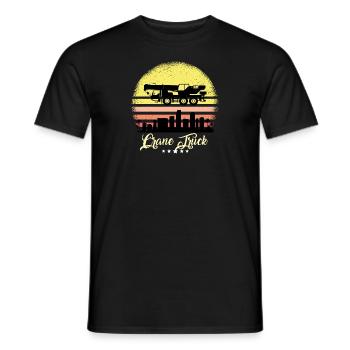 Crane Vehicle Vintage Construction Vehicles Retro Sunset - Men's T-Shirt - black - Front - AI Model Male 178 light (178cm)