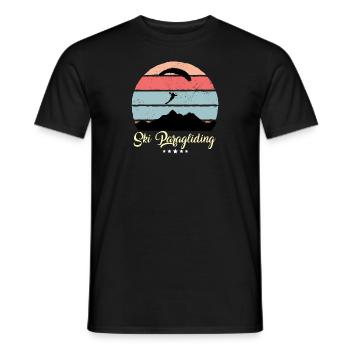 Ski Parapente Vintage Rétro Sunset - T-shirt homme - noir - Devant - AI Model Male 178 light (178cm)