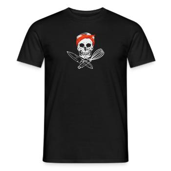 Skull cook with knife and whisk - Men's T-Shirt - black - Front - AI Model Male 178 light (178cm)