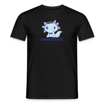 Gamesolotl lustiges Axolotl Wortspiel für Gamer - Männer T-Shirt - Schwarz - Vorne - AI Model Male 178 light (178cm)