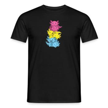 Pansexual Flag Pan Pride LGBTQ Axolotl - Men's T-Shirt - black - Front - AI Model Male 178 light (178cm)