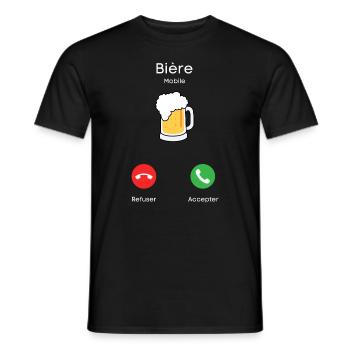 appel de la bière - T-shirt homme - noir - Devant - AI Model Male 178 light (178cm)