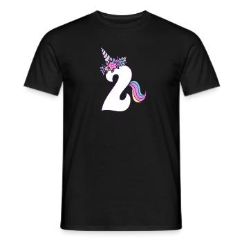 2ème anniversaire fille 2 ans Petite Licorne - T-shirt homme - noir - Devant - AI Model Male 178 light (178cm)