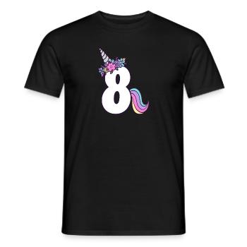8ème anniversaire fille 8 ans Petite Licorne - T-shirt homme - noir - Devant - AI Model Male 178 light (178cm)