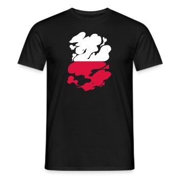Drapeau de Pologne utilisé Look Polska Drapeau polonais - T-shirt homme - noir - Devant - AI Model Male 178 light (178cm)