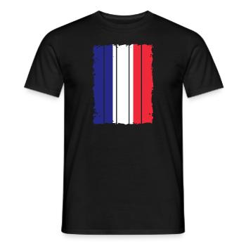 Drapeau de la France Utilisé Drapeau Français - T-shirt homme - noir - Devant - AI Model Male 178 light (178cm)