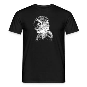 Cosmonaute vintage avec casque fermé - T-shirt homme - noir - Devant - AI Model Male 178 light (178cm)