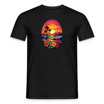 Palmen Hawaii Surfen Ozean Surfbrett Design - Männer T-Shirt - Schwarz - Vorne - AI Model Male 178 light (178cm)