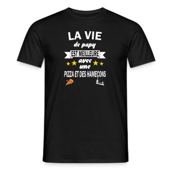 La vie de papy est meilleure t-shirt pêcheur - T-shirt homme - noir - Devant - AI Model Male 178 light (178cm)