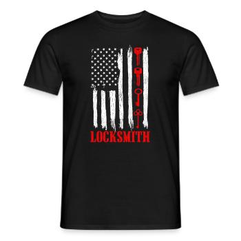 Schlüssel mit USA-Flagge - Schlosserei - Männer T-Shirt - Schwarz - Vorne - AI Model Male 178 light (178cm)
