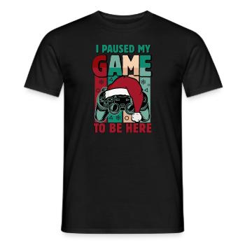 J’ai mis le jeu en pause pour être ici | Drôle de dicton - T-shirt homme - noir - Devant - AI Model Male 178 light (178cm)