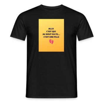 ALLO C EST QUI AU BOUT DU FIL C EST UNE FILLE 2 - T-shirt homme - noir - Devant - AI Model Male 178 light (178cm)