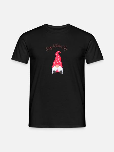 Valentinstag Zwerg mit "Happy Valentines Day" - Männer T-Shirt - Schwarz