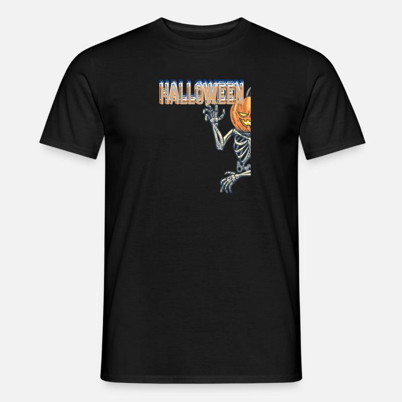 Spooky Pumpkin Skeleton - Männer T-Shirt - Schwarz
