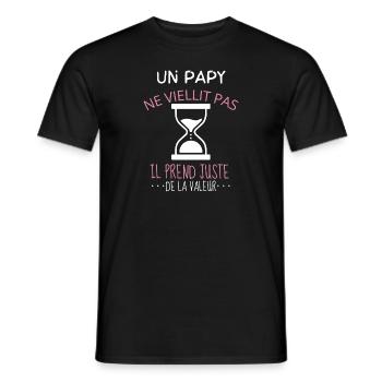 Mon papy ne vieillit pas il prend de la valeur - T-shirt homme - noir - Devant - AI Model Male 178 light (178cm)
