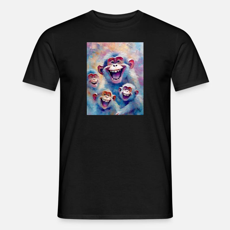 Lachende Affen - Männer T-Shirt - Schwarz