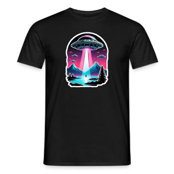 Illustration d’enlèvement extraterrestre d’OVNI 5 - T-shirt homme - noir - Devant - AI Model Male 178 light (178cm)