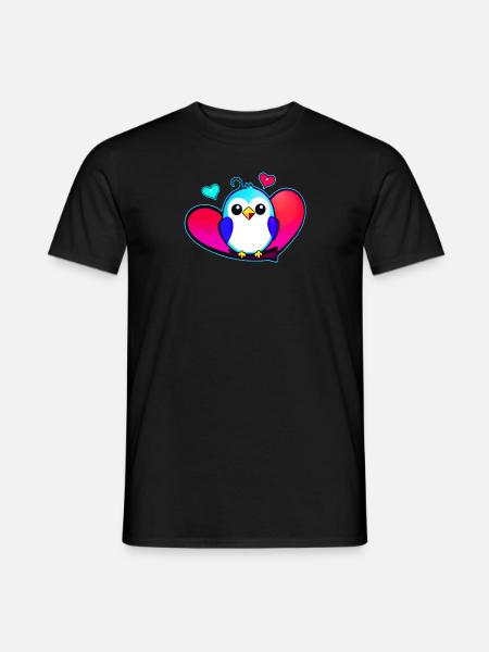 Niedlicher bunter Vogel mit Herzen - Männer T-Shirt - Schwarz