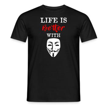 La vie est meilleure avec Anonymous - T-shirt homme - noir - Devant - AI Model Male 178 light (178cm)