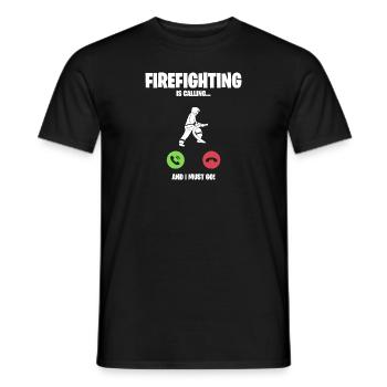 Les pompiers appellent, je dois y aller - T-shirt homme - noir - Devant - AI Model Male 178 light (178cm)