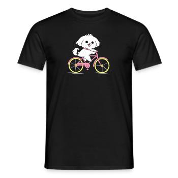 Maltese Bicycle Dog Gift Retro - Men's T-Shirt - black - Front - AI Model Male 178 light (178cm)
