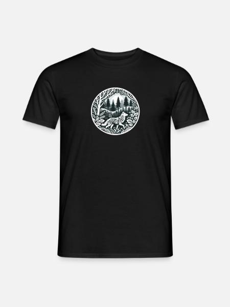 Wolf im Wald - Männer T-Shirt - Schwarz