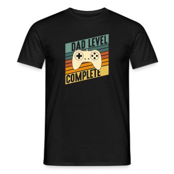 Papa level complete Gaming Father Baby Pregnant - Men's T-Shirt - black - Front - AI Model Male 178 light (178cm)