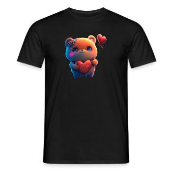 Teddy Herz Plüsch Valentinstag - Männer T-Shirt - Schwarz - Vorne - AI Model Male 178 light (178cm)