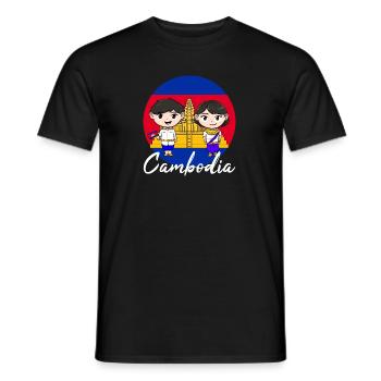 Temple du Cambodge Khmer Vintage drapeau je cadeau - T-shirt homme - noir - Devant - AI Model Male 178 light (178cm)
