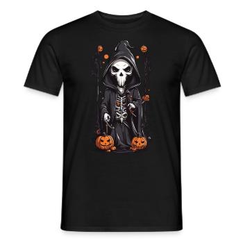 Creepy Halloween Grim Reaper Skeleton Design - Men's T-Shirt - black - Front - AI Model Male 178 light (178cm)