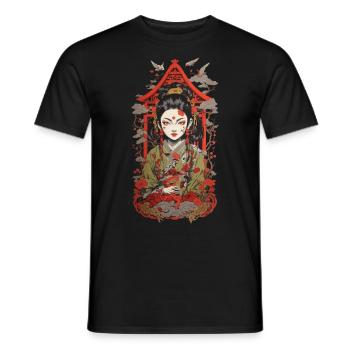 Oni Démon Streetwear Japon Art Style Design Rétro - T-shirt homme - noir - Devant - AI Model Male 178 light (178cm)