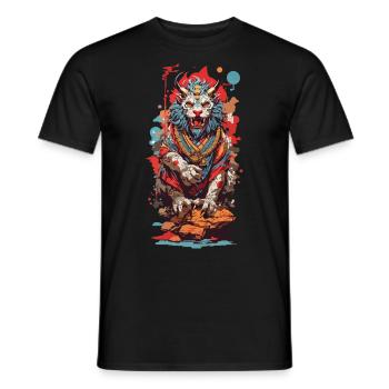 Japanischer Yokai Löwe Popart Ästhetik Design - Männer T-Shirt - Schwarz - Vorne - AI Model Male 178 light (178cm)