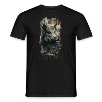 Hunting Hunting Wild Boar Boar - Men's T-Shirt - black - Front - AI Model Male 178 light (178cm)